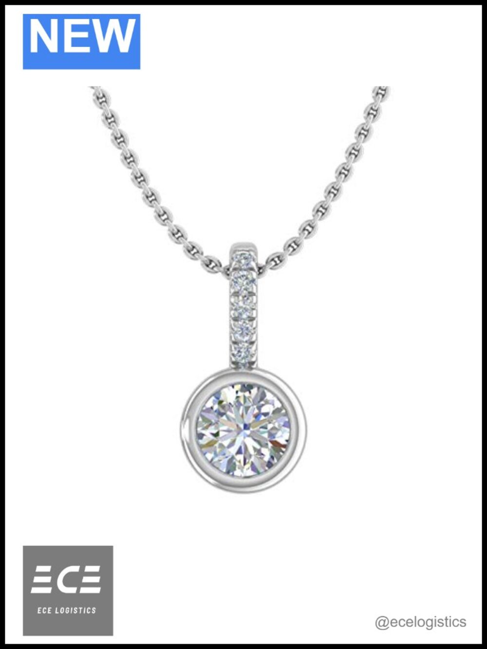 14k White Gold Diamond Solitaire Pendant Necklace 0.25 Carat